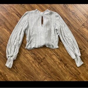 NanaMacs Light Gray Ribbed Blouse